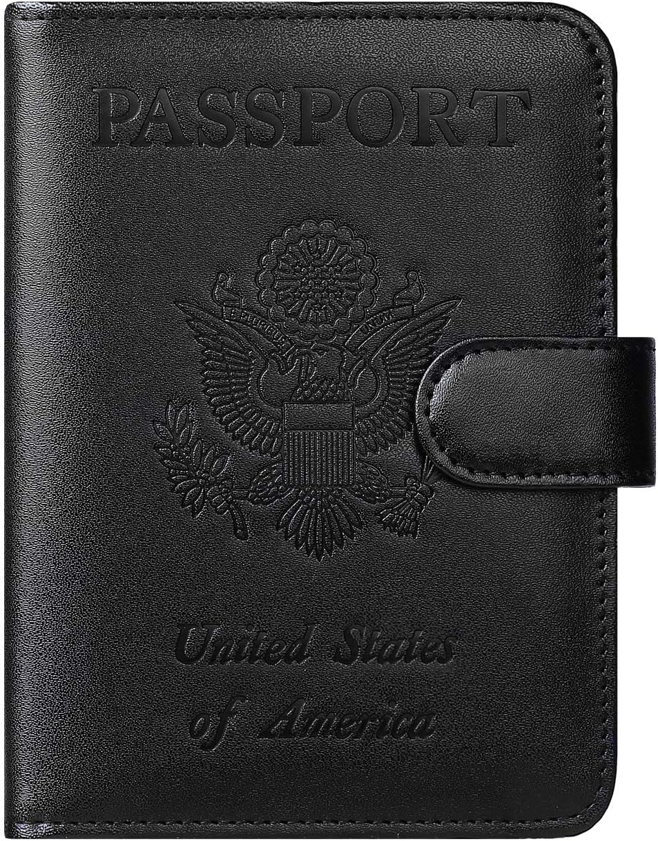 Passport Holder Cover Wallet RFID Blocking Leather Card Case Travel Accessories for Women Men (Pink)