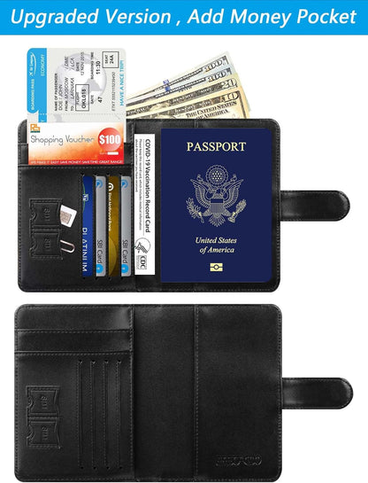 Passport Holder Cover Wallet RFID Blocking Leather Card Case Travel Accessories for Women Men (Pink)
