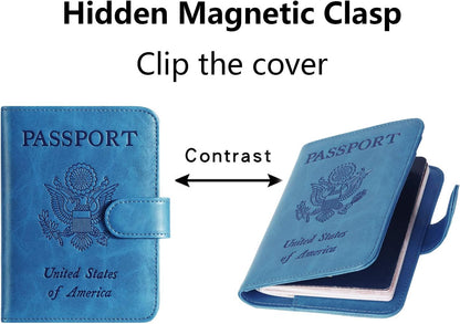 Passport Holder Cover Wallet RFID Blocking Leather Card Case Travel Accessories for Women Men (Pink)