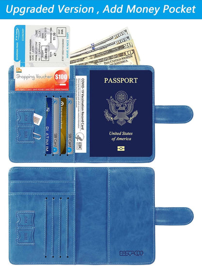 Passport Holder Cover Wallet RFID Blocking Leather Card Case Travel Accessories for Women Men (Pink)