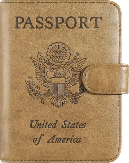 Passport Holder Cover Wallet RFID Blocking Leather Card Case Travel Accessories for Women Men (Pink)