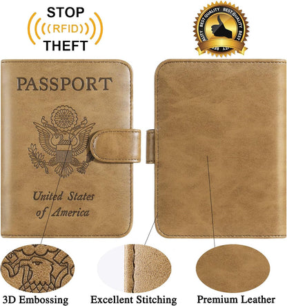 Passport Holder Cover Wallet RFID Blocking Leather Card Case Travel Accessories for Women Men (Pink)