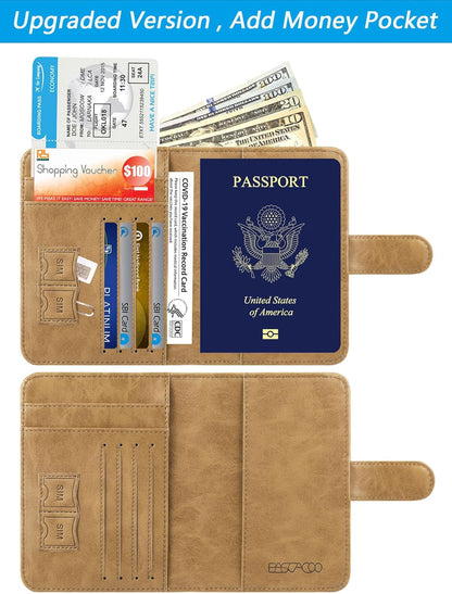 Passport Holder Cover Wallet RFID Blocking Leather Card Case Travel Accessories for Women Men (Pink)
