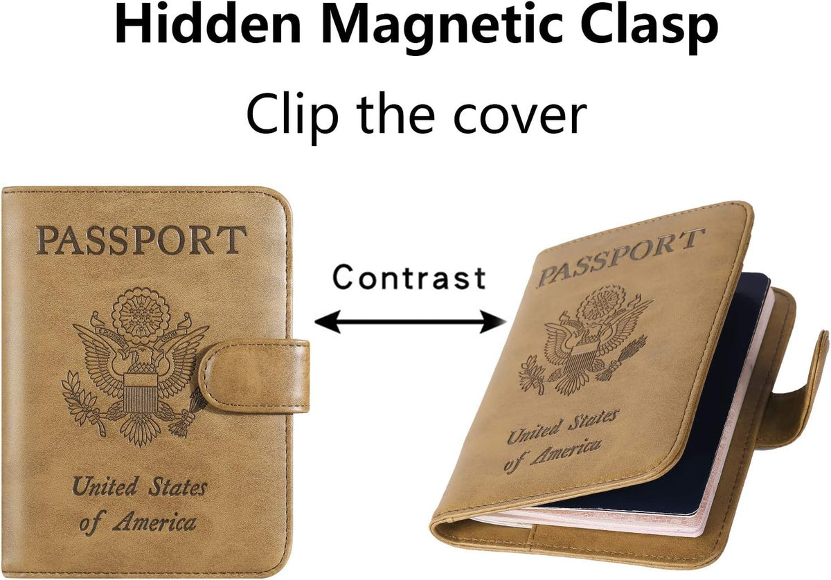 Passport Holder Cover Wallet RFID Blocking Leather Card Case Travel Accessories for Women Men (Pink)