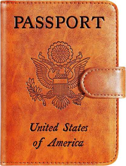 Passport Holder Cover Wallet RFID Blocking Leather Card Case Travel Accessories for Women Men (Pink)