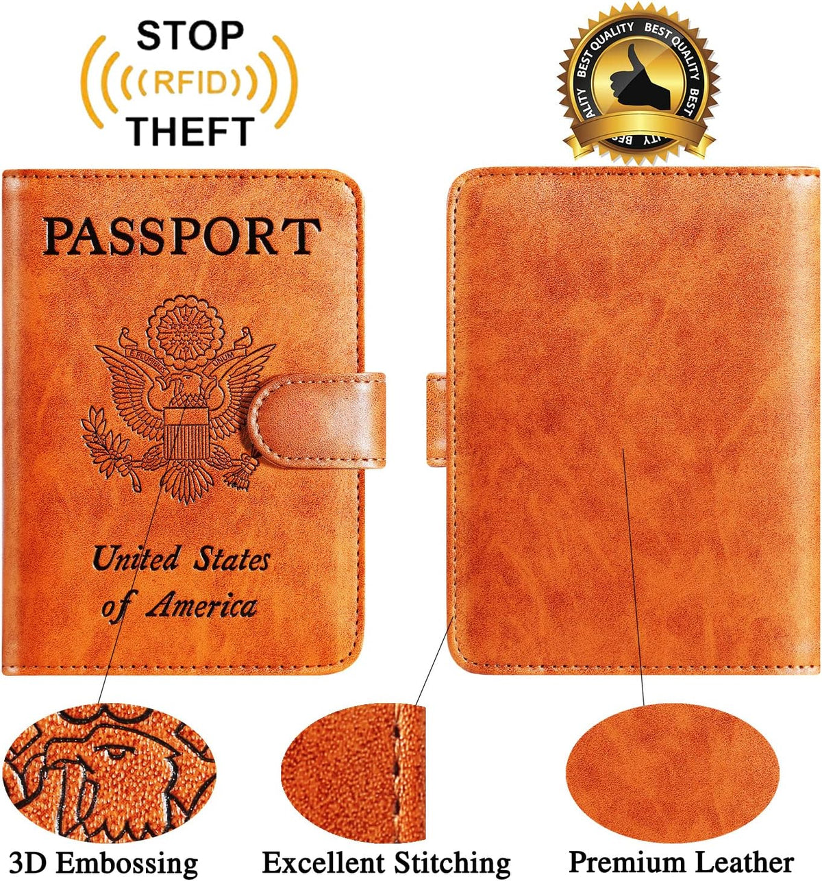 Passport Holder Cover Wallet RFID Blocking Leather Card Case Travel Accessories for Women Men (Pink)