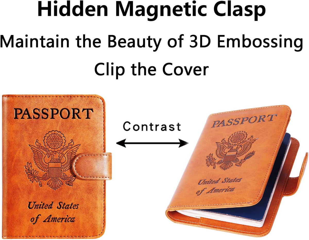 Passport Holder Cover Wallet RFID Blocking Leather Card Case Travel Accessories for Women Men (Pink)