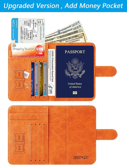 Passport Holder Cover Wallet RFID Blocking Leather Card Case Travel Accessories for Women Men (Pink)