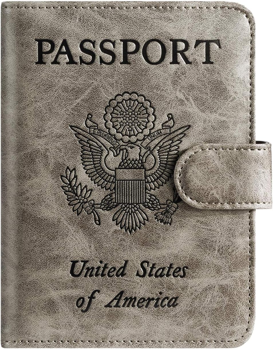 Passport Holder Cover Wallet RFID Blocking Leather Card Case Travel Accessories for Women Men (Pink)