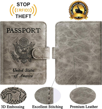 Passport Holder Cover Wallet RFID Blocking Leather Card Case Travel Accessories for Women Men (Pink)