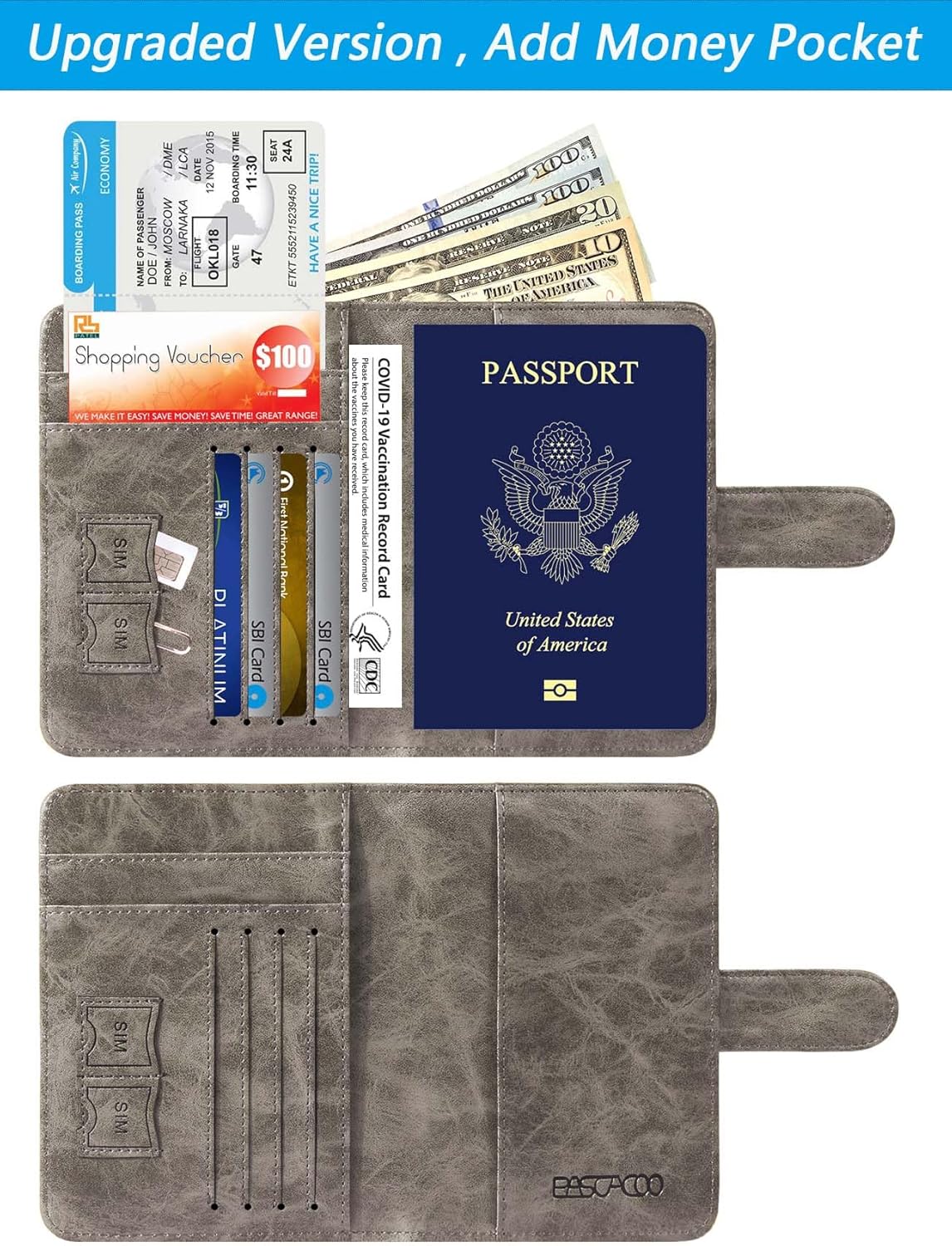 Passport Holder Cover Wallet RFID Blocking Leather Card Case Travel Accessories for Women Men (Pink)