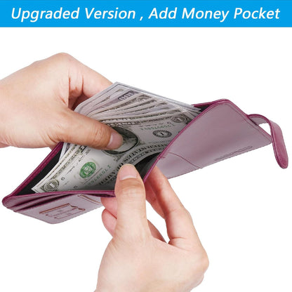 Passport Holder Cover Wallet RFID Blocking Leather Card Case Travel Accessories for Women Men (Pink)