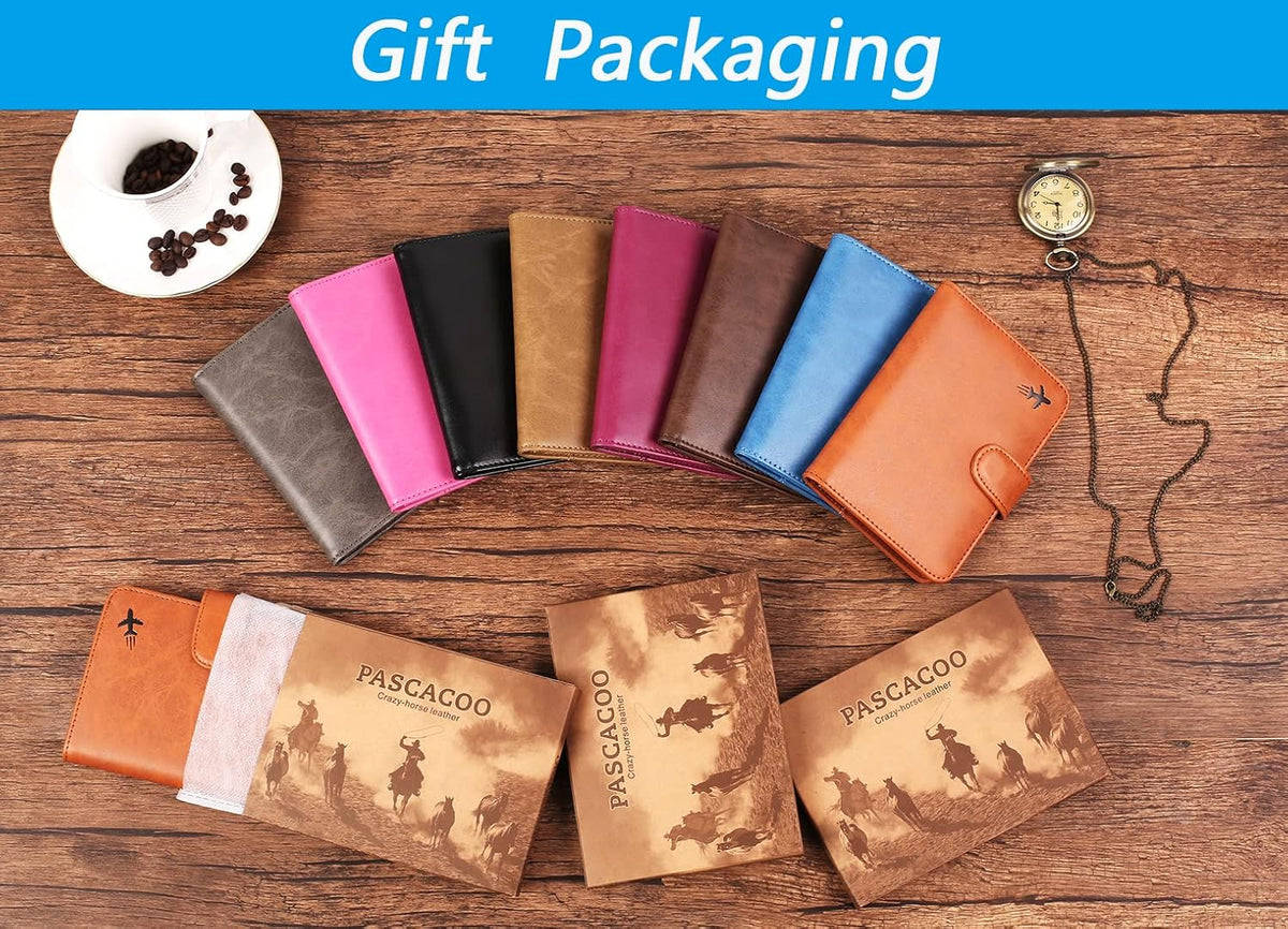 Passport Holder Cover Wallet RFID Blocking Leather Card Case Travel Accessories for Women Men (Pink)