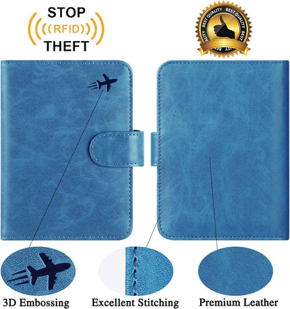 Passport Holder Cover Wallet RFID Blocking Leather Card Case Travel Accessories for Women Men (Pink)