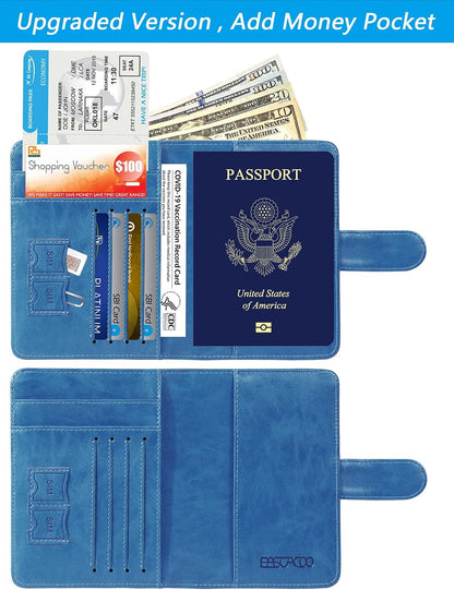 Passport Holder Cover Wallet RFID Blocking Leather Card Case Travel Accessories for Women Men (Pink)