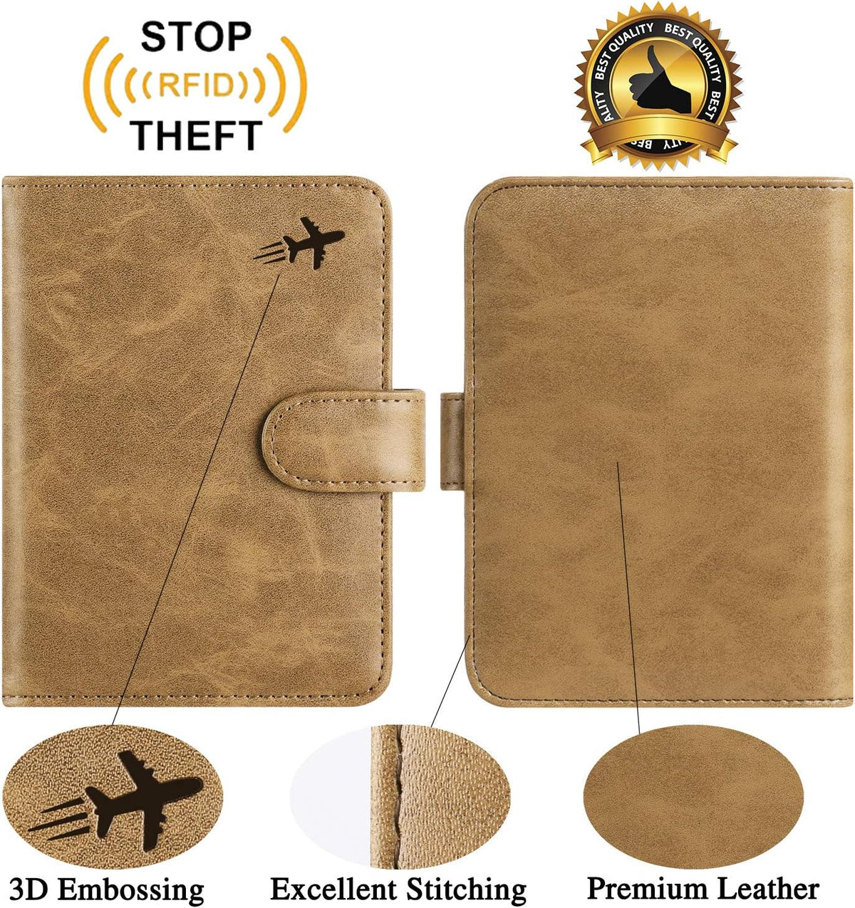 Passport Holder Cover Wallet RFID Blocking Leather Card Case Travel Accessories for Women Men (Pink)