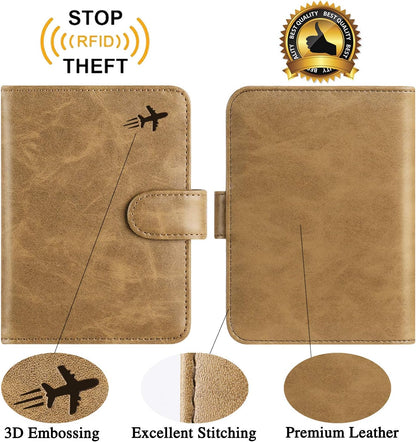 Passport Holder Cover Wallet RFID Blocking Leather Card Case Travel Accessories for Women Men (Pink)