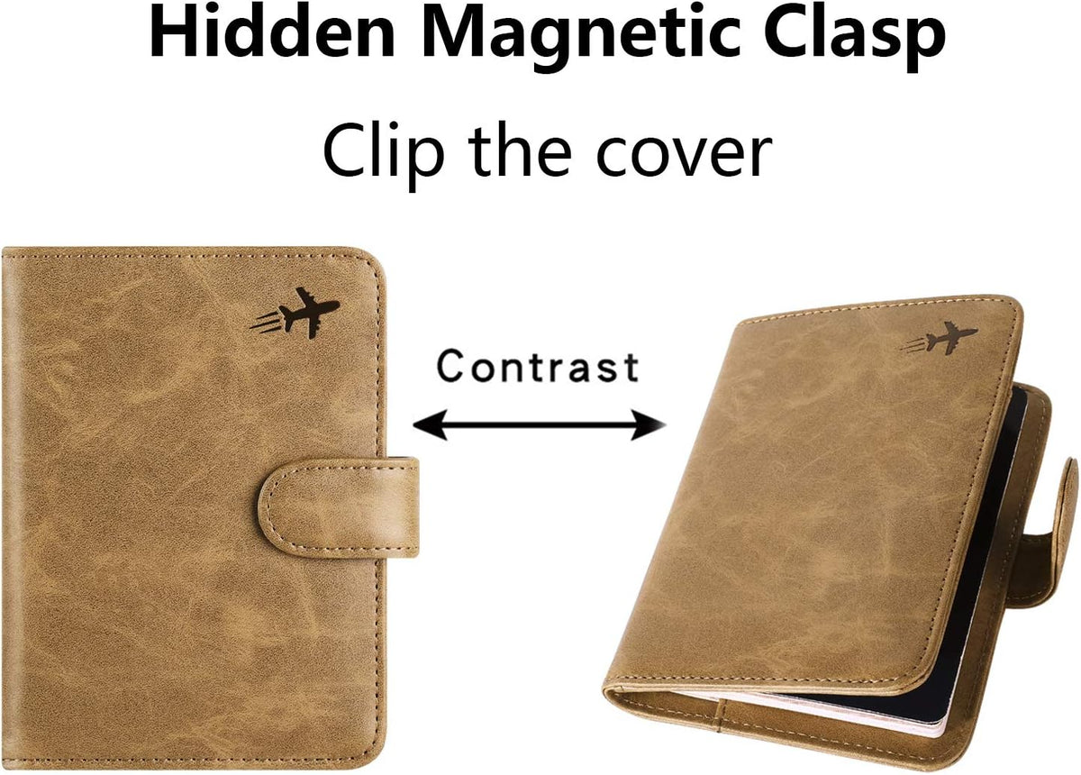 Passport Holder Cover Wallet RFID Blocking Leather Card Case Travel Accessories for Women Men (Pink)
