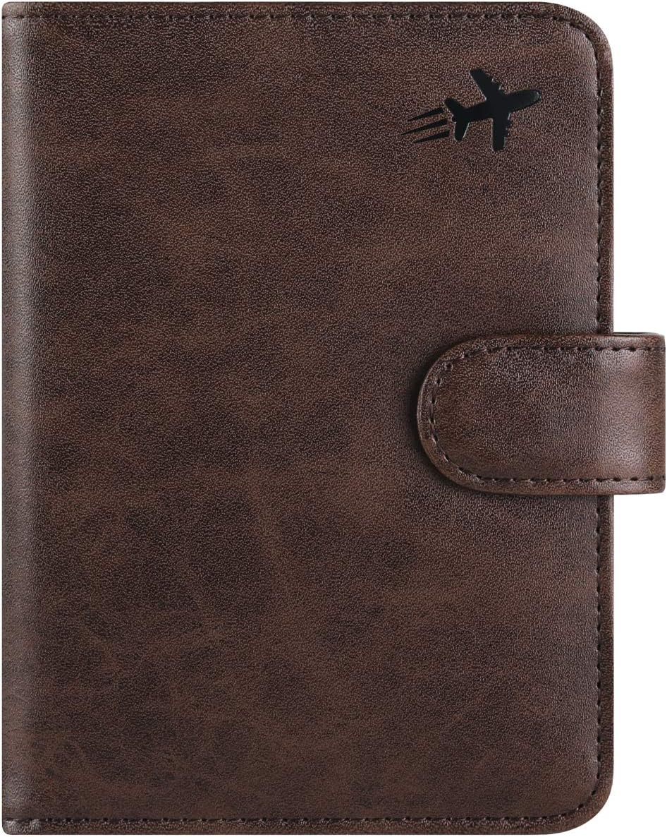 Passport Holder Cover Wallet RFID Blocking Leather Card Case Travel Accessories for Women Men (Pink)