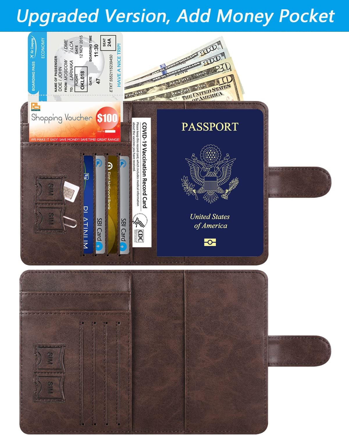 Passport Holder Cover Wallet RFID Blocking Leather Card Case Travel Accessories for Women Men (Pink)