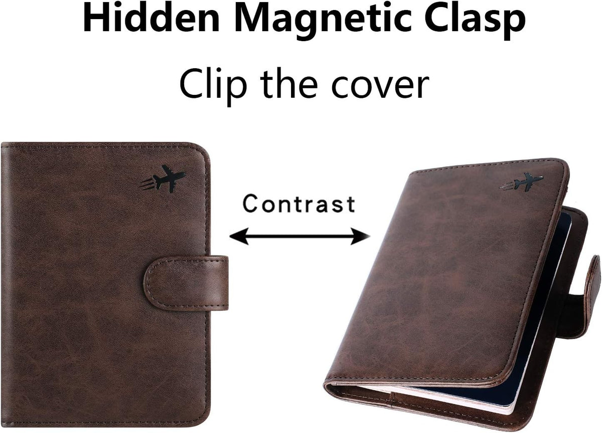 Passport Holder Cover Wallet RFID Blocking Leather Card Case Travel Accessories for Women Men (Pink)
