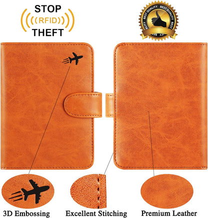 Passport Holder Cover Wallet RFID Blocking Leather Card Case Travel Accessories for Women Men (Pink)