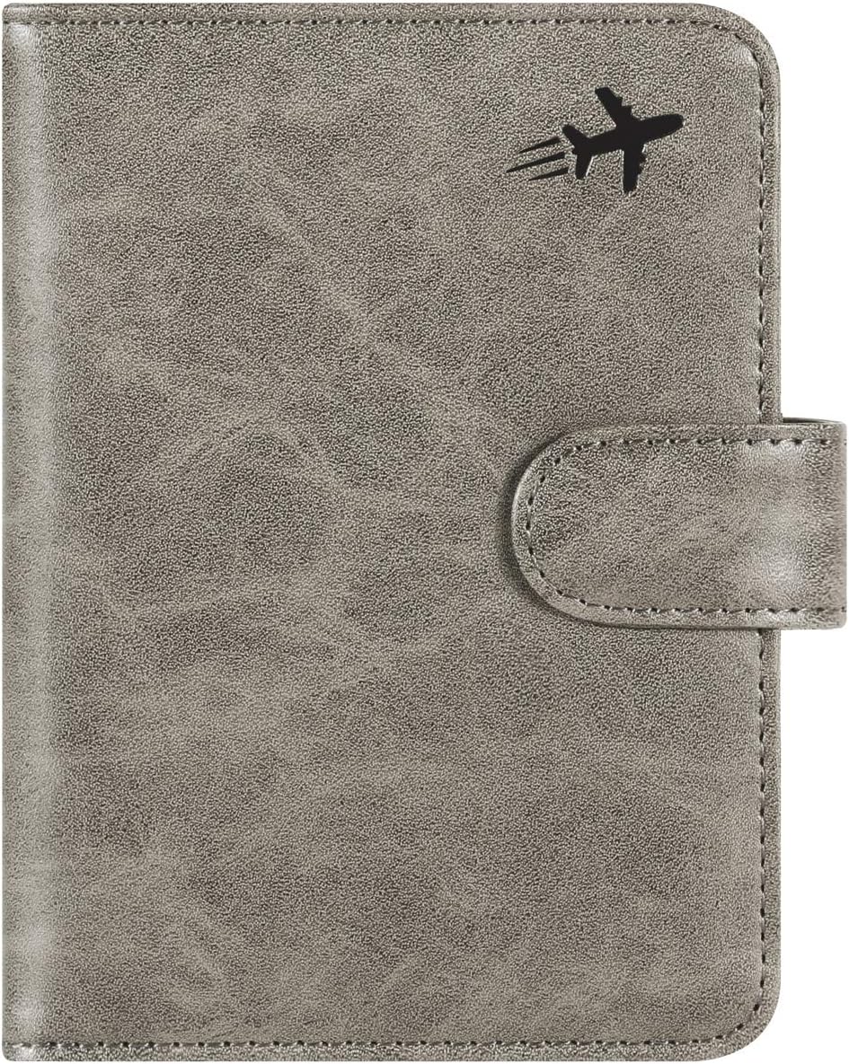 Passport Holder Cover Wallet RFID Blocking Leather Card Case Travel Accessories for Women Men (Pink)