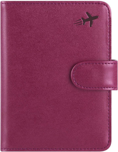 Passport Holder Cover Wallet RFID Blocking Leather Card Case Travel Accessories for Women Men (Pink)