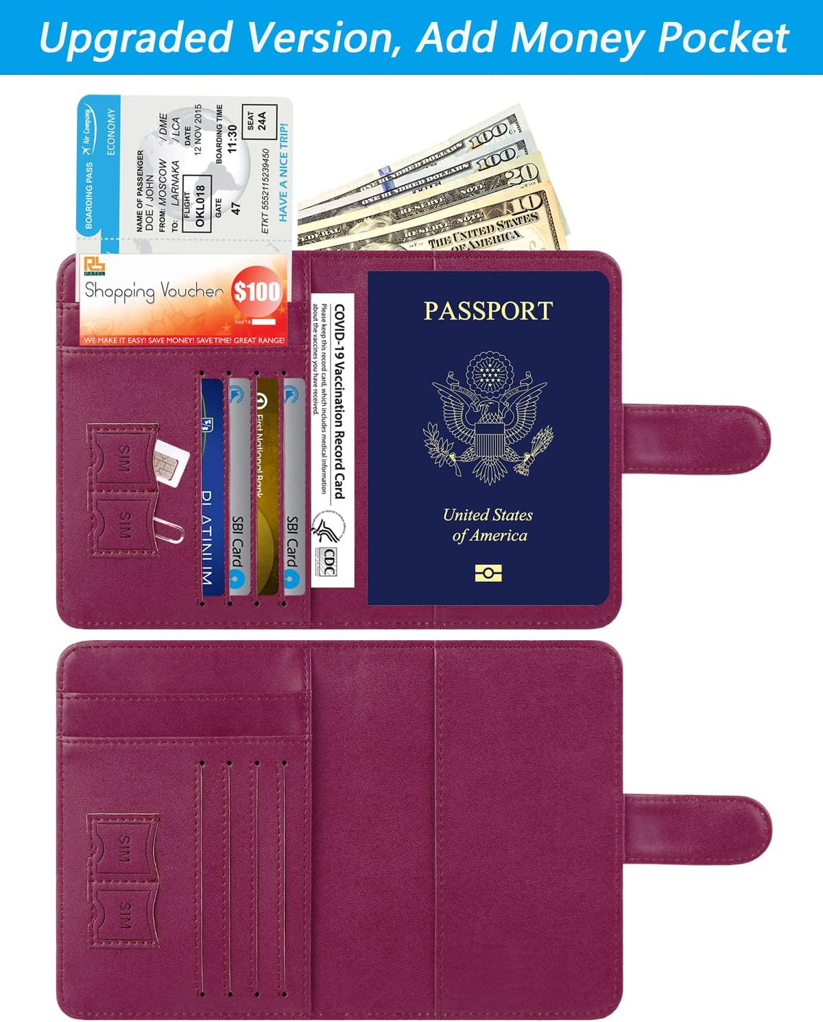 Passport Holder Cover Wallet RFID Blocking Leather Card Case Travel Accessories for Women Men (Pink)