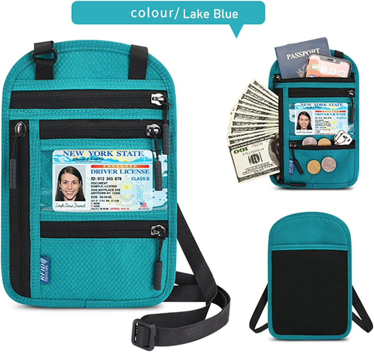 Neck Wallet,RFID Blocking Passport Holder,Travel Neck Pouch Passport Holder for Women and Men Keep Valuables Safe for Secure Travels