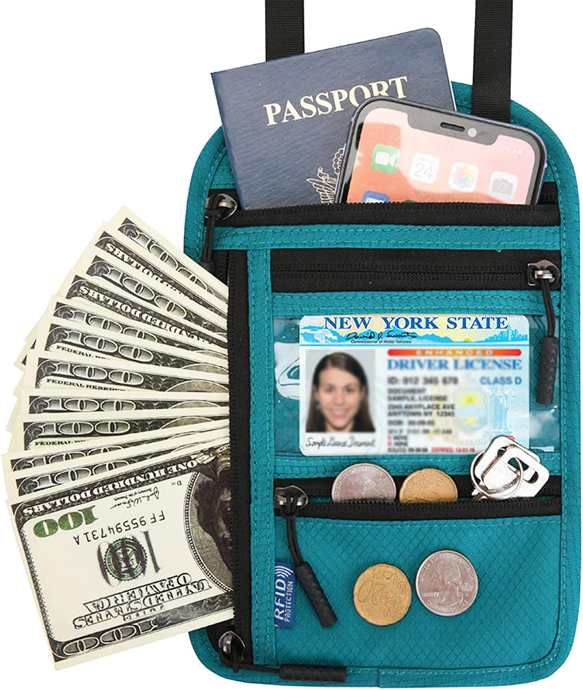 Neck Wallet,RFID Blocking Passport Holder,Travel Neck Pouch Passport Holder for Women and Men Keep Valuables Safe for Secure Travels