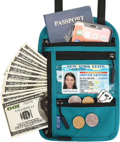 Neck Wallet,RFID Blocking Passport Holder,Travel Neck Pouch Passport Holder for Women and Men Keep Valuables Safe for Secure Travels