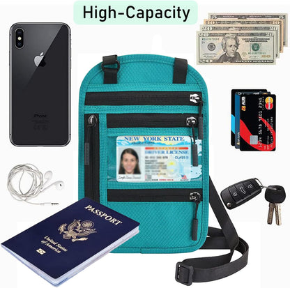 Neck Wallet,RFID Blocking Passport Holder,Travel Neck Pouch Passport Holder for Women and Men Keep Valuables Safe for Secure Travels