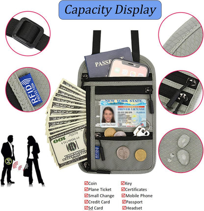 Neck Wallet,RFID Blocking Passport Holder,Travel Neck Pouch Passport Holder for Women and Men Keep Valuables Safe for Secure Travels