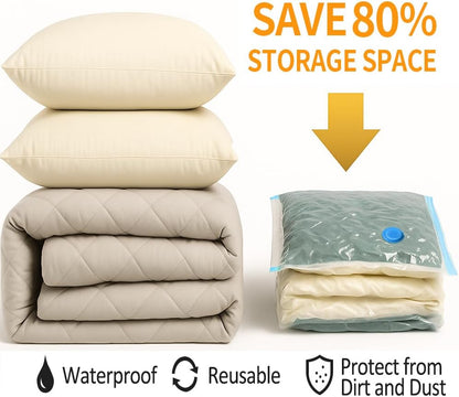 Vacuum Bags for Travel with Pump,8 Pack Vacuum Storage Bags for Bedding and Clothing,Space Saver Bags for Travel and Home(with Hand Pump, Medium 50 * 70)
