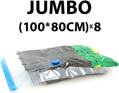 Vacuum Bags for Travel with Pump,8 Pack Vacuum Storage Bags for Bedding and Clothing,Space Saver Bags for Travel and Home(with Hand Pump, Medium 50 * 70)