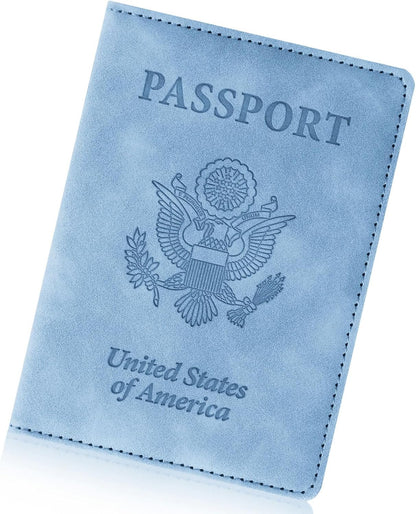 Passport Holder for Travel Essentials, RFID Blocking Passport Cover Wallet Card Case for Women and Men, PU Leather, Black