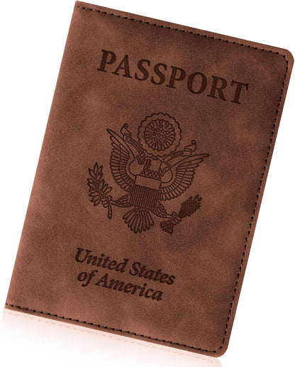 Passport Holder for Travel Essentials, RFID Blocking Passport Cover Wallet Card Case for Women and Men, PU Leather, Black