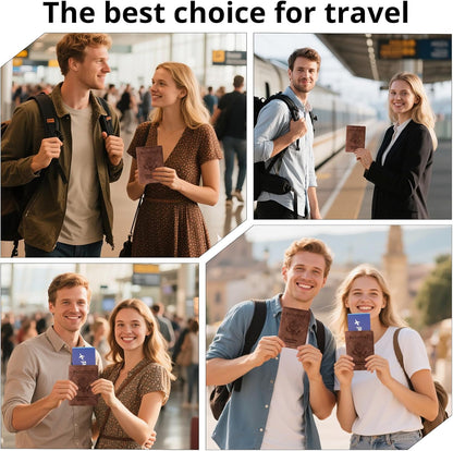 Passport Holder for Travel Essentials, RFID Blocking Passport Cover Wallet Card Case for Women and Men, PU Leather, Black