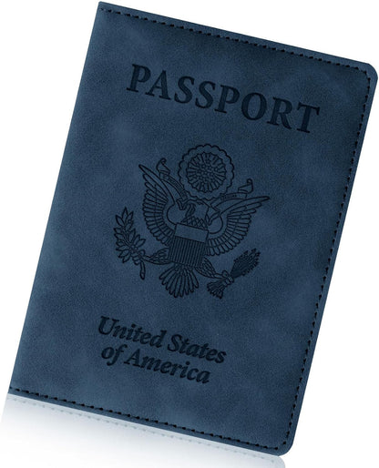 Passport Holder for Travel Essentials, RFID Blocking Passport Cover Wallet Card Case for Women and Men, PU Leather, Black