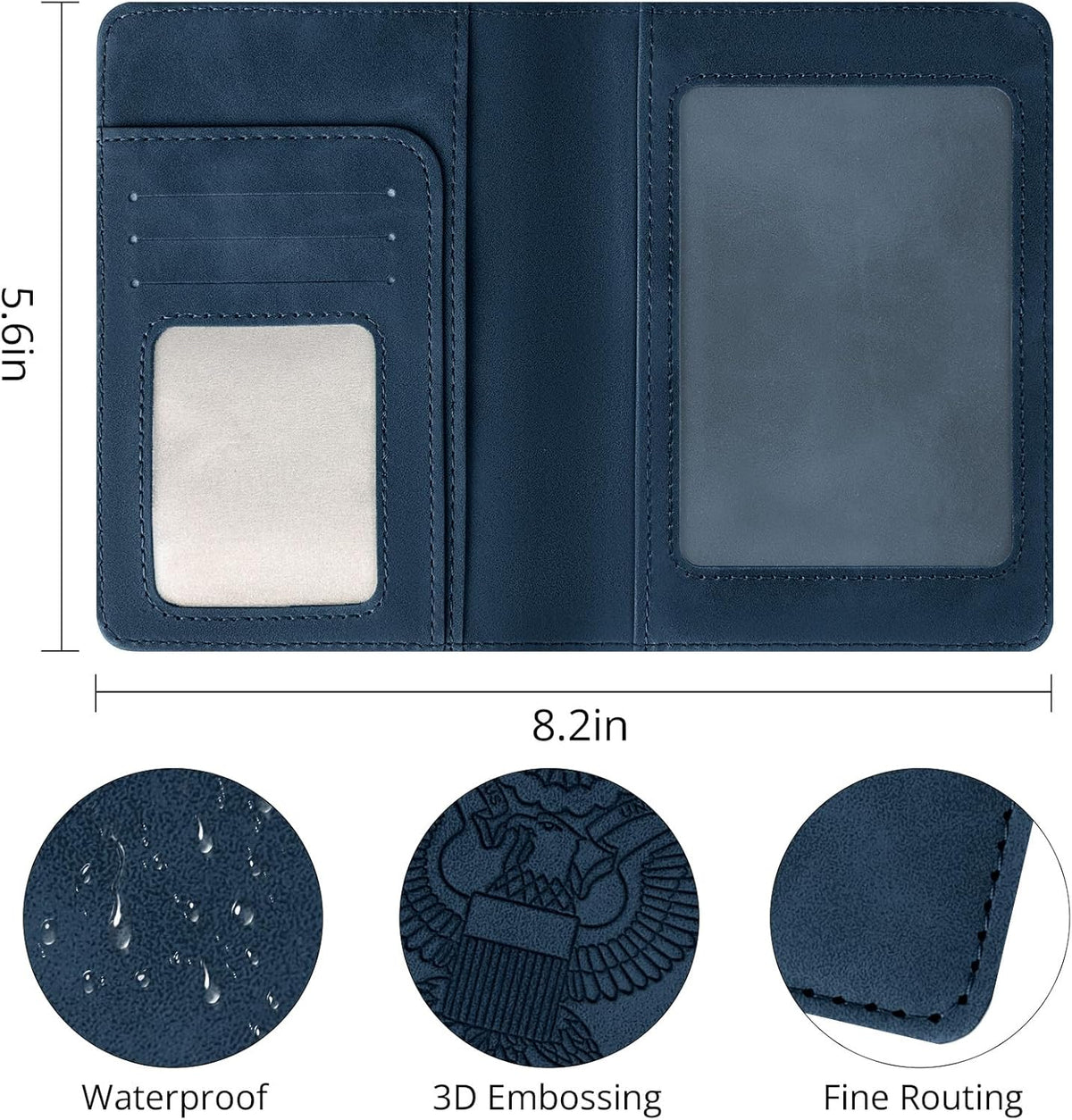 Passport Holder for Travel Essentials, RFID Blocking Passport Cover Wallet Card Case for Women and Men, PU Leather, Black