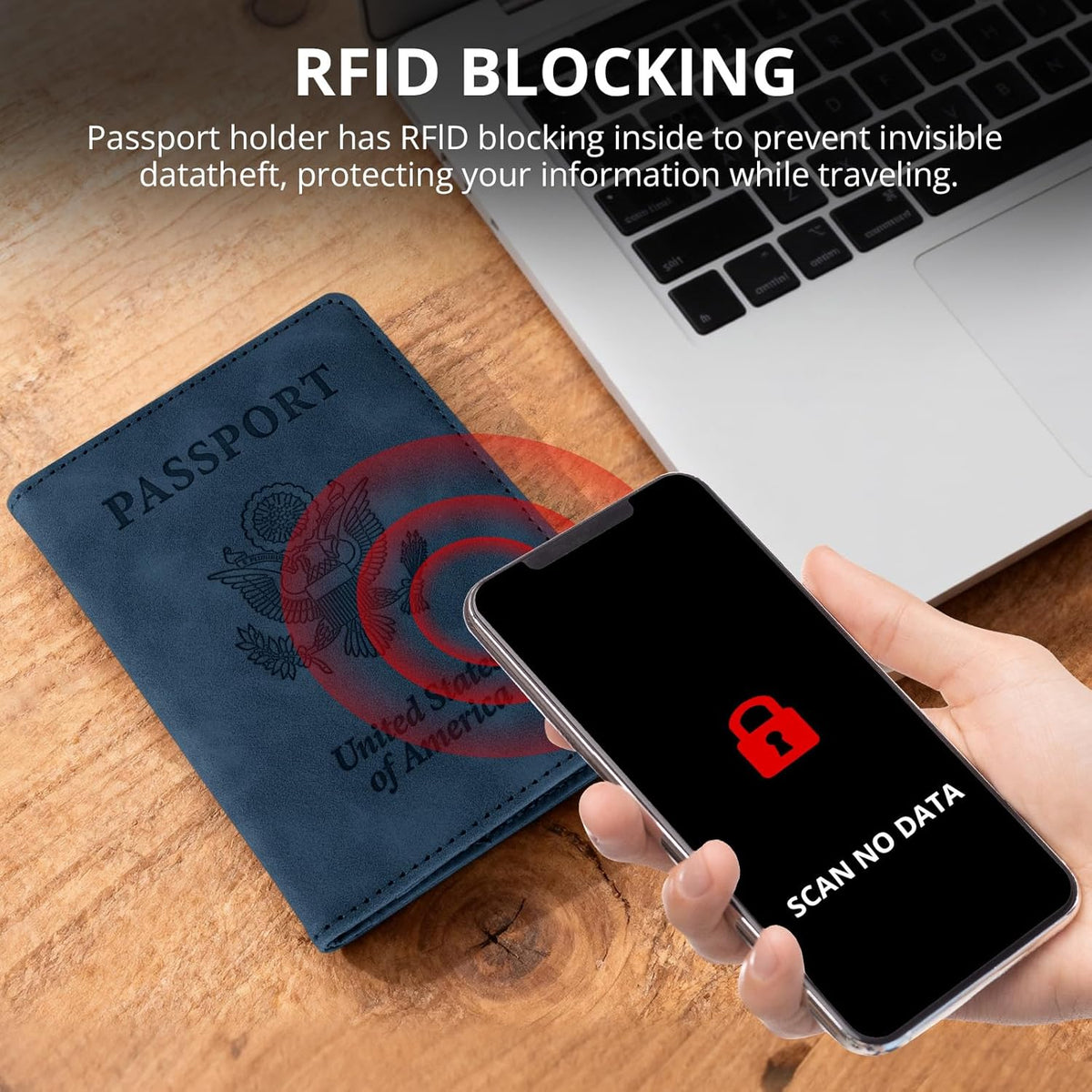 Passport Holder for Travel Essentials, RFID Blocking Passport Cover Wallet Card Case for Women and Men, PU Leather, Black