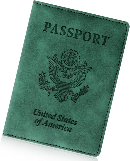 Passport Holder for Travel Essentials, RFID Blocking Passport Cover Wallet Card Case for Women and Men, PU Leather, Black