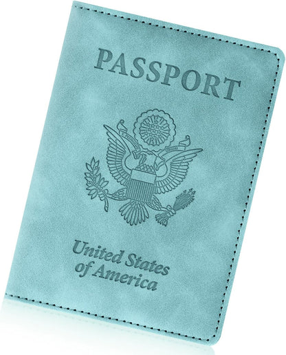 Passport Holder for Travel Essentials, RFID Blocking Passport Cover Wallet Card Case for Women and Men, PU Leather, Black