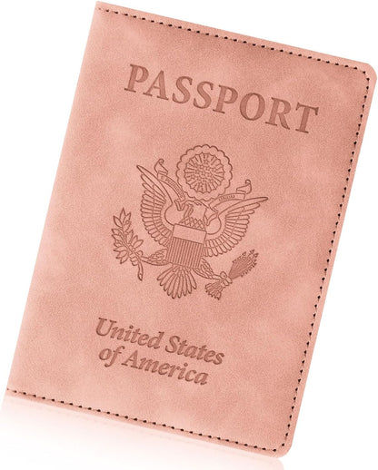 Passport Holder for Travel Essentials, RFID Blocking Passport Cover Wallet Card Case for Women and Men, PU Leather, Black