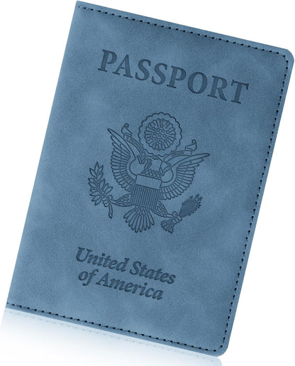 Passport Holder for Travel Essentials, RFID Blocking Passport Cover Wallet Card Case for Women and Men, PU Leather, Black