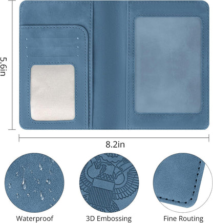Passport Holder for Travel Essentials, RFID Blocking Passport Cover Wallet Card Case for Women and Men, PU Leather, Black