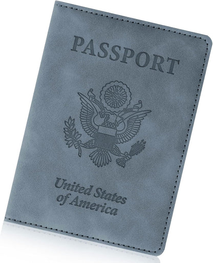 Passport Holder for Travel Essentials, RFID Blocking Passport Cover Wallet Card Case for Women and Men, PU Leather, Black