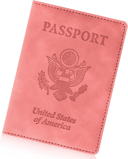 Passport Holder for Travel Essentials, RFID Blocking Passport Cover Wallet Card Case for Women and Men, PU Leather, Black