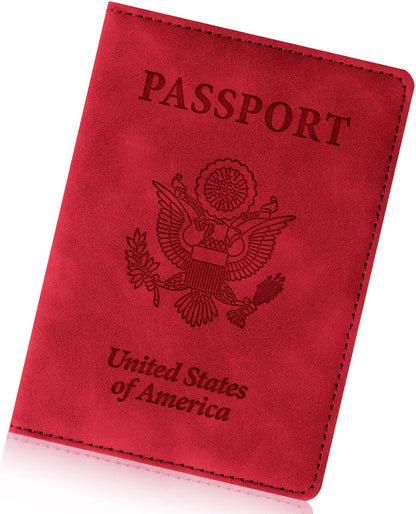 Passport Holder for Travel Essentials, RFID Blocking Passport Cover Wallet Card Case for Women and Men, PU Leather, Black